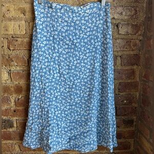 Reformation Blue Floral Midi Skirt